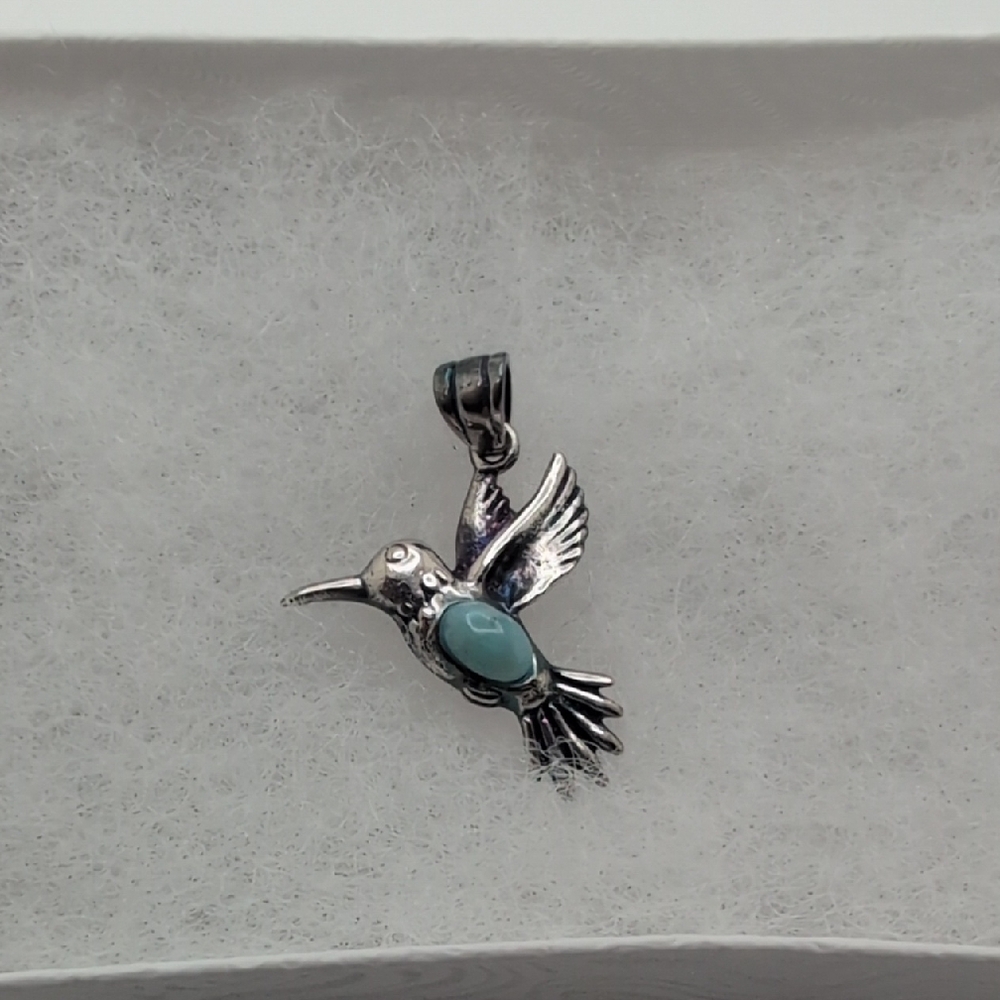 Sterling Silver Larimar Hummingbird Pendant